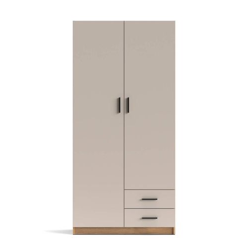 Armario 2 Puertas con Cajones en Melamina Acabado Mauvella-Beig ELBA A031EL04MVG