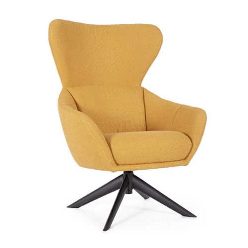 Sillón Giratorio 360° Tapizado en Poliéster Mostaza HAILEY