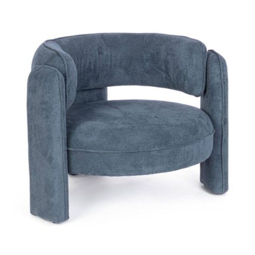Sillón Tapizado en Tela Azul con Patas Metálicas AISHA 0735251