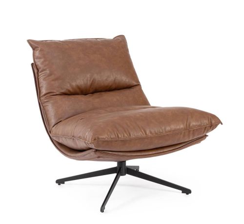 Sillón Giratorio Tapizado en Poliuretano Coñac ALANEZ 0732249