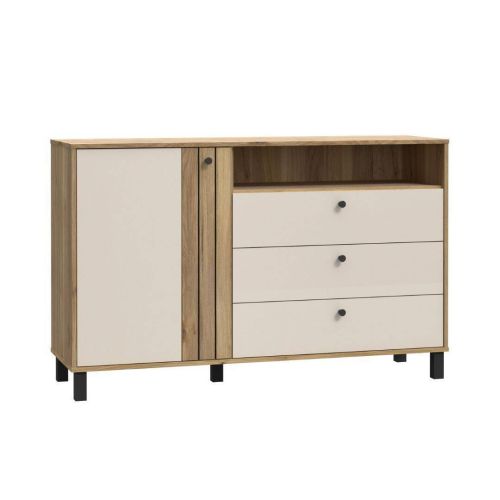 Aparador de Salón en Roble y Sand con 1 Puerta y 3 Cajones KILLARNEY KQLK222L-M802