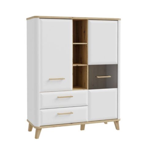 Vitrina 2 Puertas y 2 Cajones Blanco y Roble WARDIOL WRDV432L-M982
