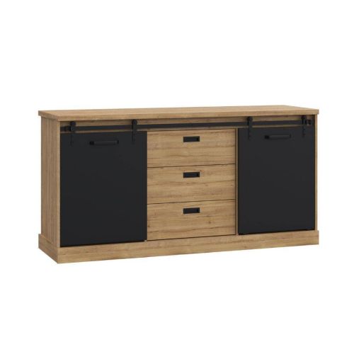 Aparador de Salón en Roble Waterford y Negro KASZIMIRO KZMK231-M328