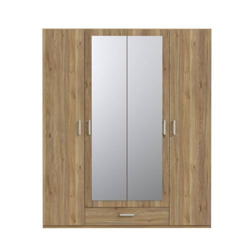 Armario con Espejo 2 Puertas y Cajón 178x211 cm Roble ECBS944-D108