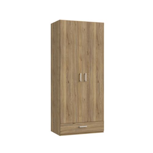 Armario de Dormitorio 2 Puertas y 1 Cajón Estructura de Melamina Natural ECBS923-D108