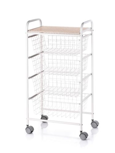 Carrito Verdulero con 4 Cestas Blanco/Haya FIESTA A000423