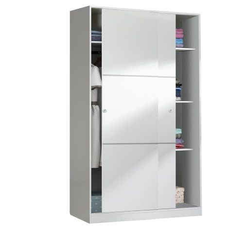 Armario Blanco de 2 Puertas Correderas 120 cm TOP020BO