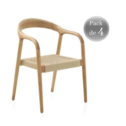 Pack de 4 Sillones on Reposabrazos de Madera de Fresno GABAR 10871