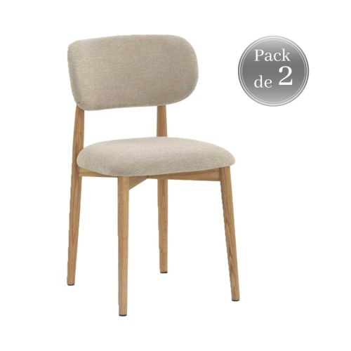 Pack de 2 Sillones de 46 cm Madera-Chenilla Beige GABAR 11335/1