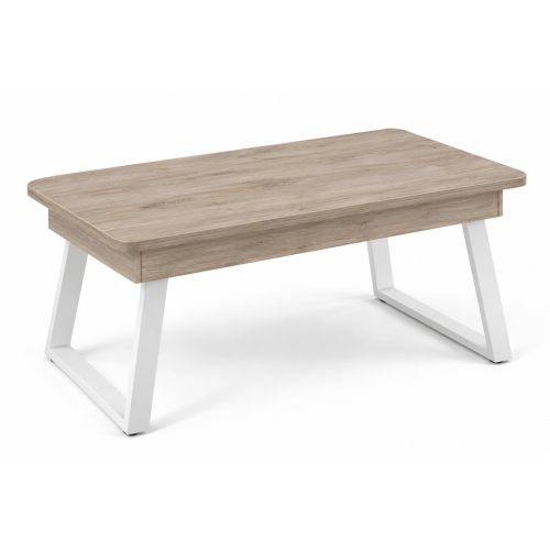 Mesa de Centro Elevable Rectangular 110x60 con Patas Metálicas Trapecio M833