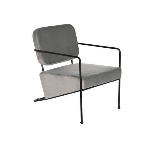 Butaca con Tapizado de Poliéster Color Gris y Patas de Metal MB-206616