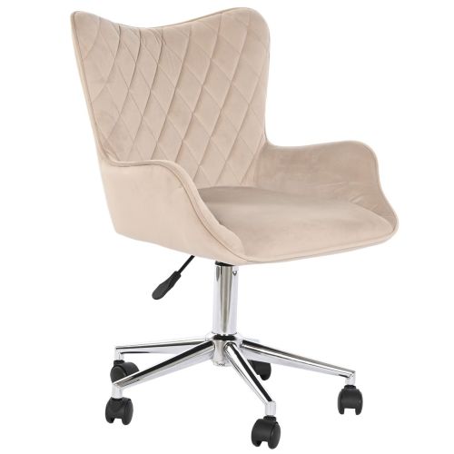 Silla de Oficina Tapizada en Poliéster Crema con Ruedas MB-208355