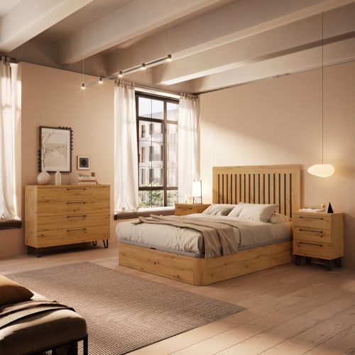 Composición de Dormitorio con Cabezal y Cómoda KRONOS.5