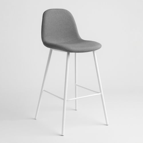 Taburete de Cocina con Respaldo Tapizado en Tela CLAVEL