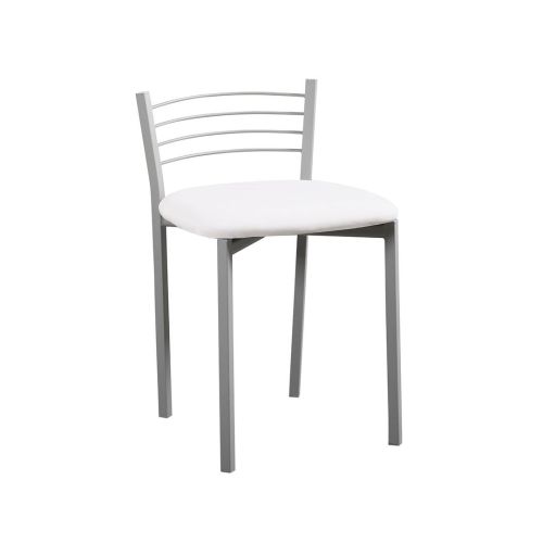 Taburete de Cocina con Estructura Metálica y Polipiel Blanco