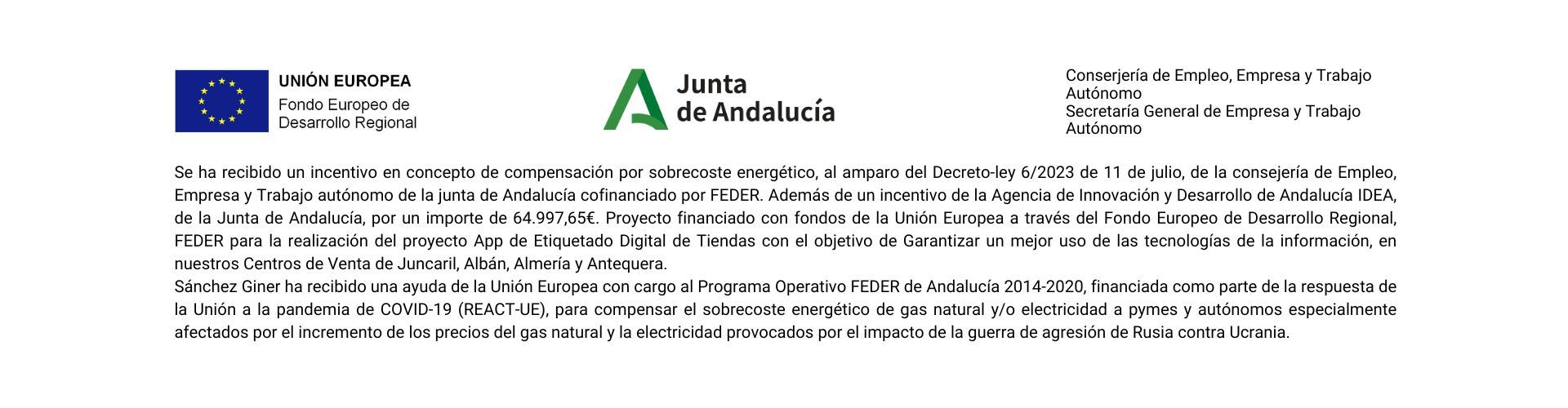 Proyecto subvencionado Junta Andalucía